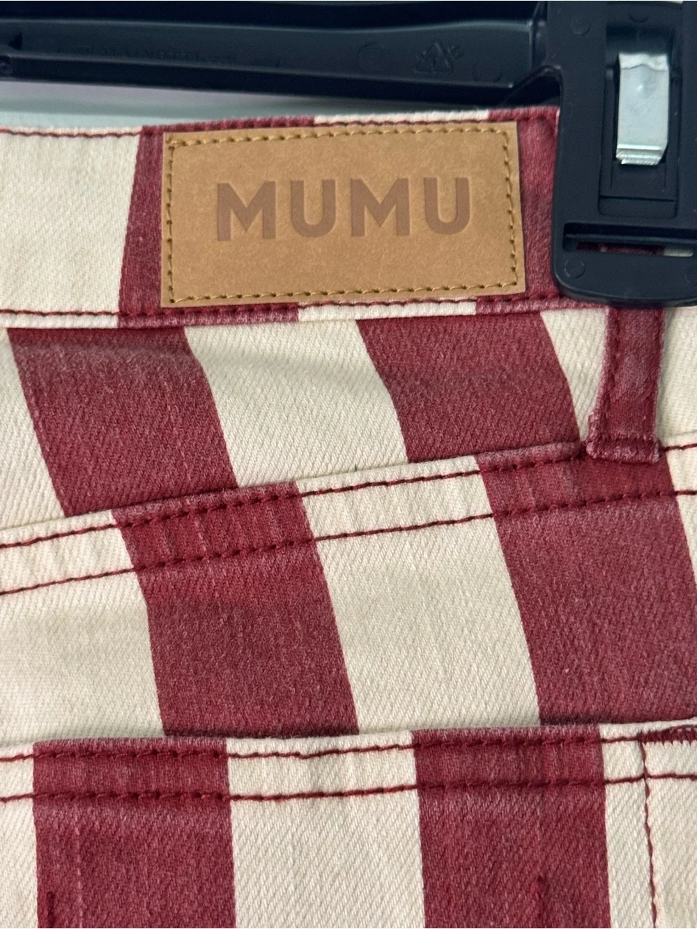 Show Me Your Mumu Berkeley Bell Flare Jeans Size 25 Vintage Red Cream Rodeo Vibe